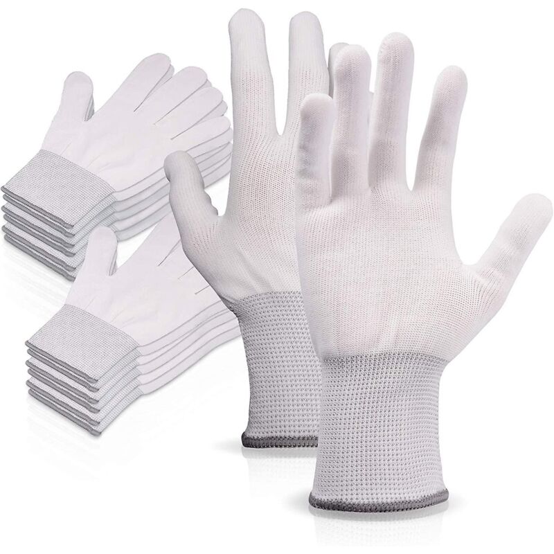 10 Paar Weiße Nylon-arbeitshandschuhe, Nahtlose Rutschfeste Handschuhe, Bequem Zu Tragen, Ideal Für Reparaturen, Automobilindustrie, Kfz-service Und Werkstatt