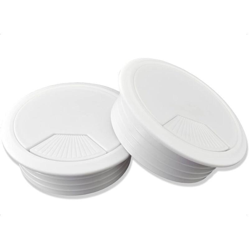 2er-set Kabeldurchlässe Für Schreibtisch, Ø 60 Mm, Weiß – Kabelmanagement Für Gaming-pcs – Modernes Design Für Arbeitsbereiche – Einfache Installation