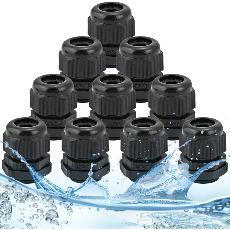 10er-pack Wasserdichte Ip68 Kabelverschraubungen Aus Nylon – M20 X 15 – Für Kabel Von 6 Bis 12 Mm – Korrosions- Und Stoßfest - 10 Stück