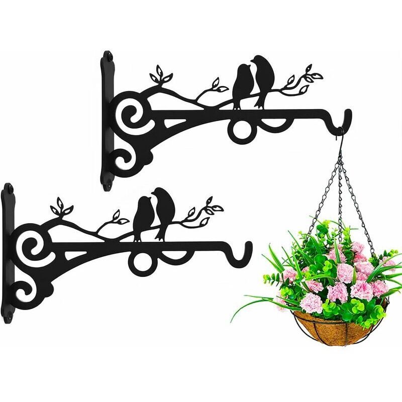2er-set Halterungen Für Hängende Körbe An Betonpfosten, Große Pflanzenhalter Für Innen- Und Außenbereich, Wandbefestigungshaken Aus Metall Als Gartengeschenk