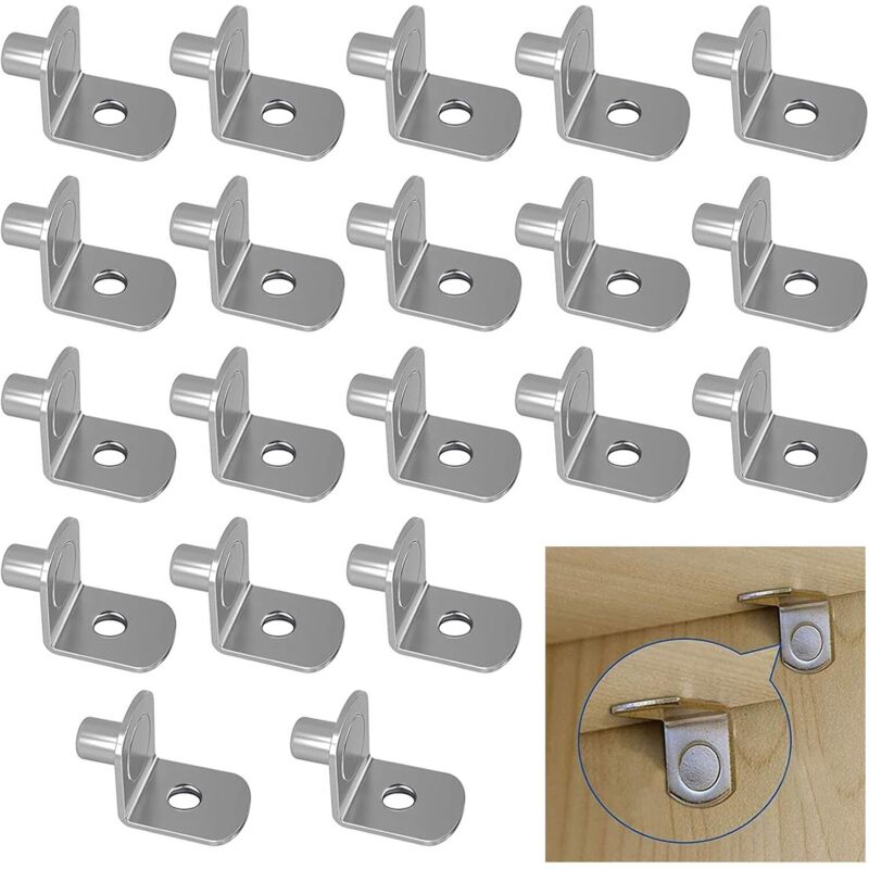 20 Stück Metall-regalträger 5 Mm Für Küchenschrank, L-förmige Eckhalterung, Vernickelte Eisen-regalmutter, Regalhalterung Für Möbel, Schrank, Bibliothek