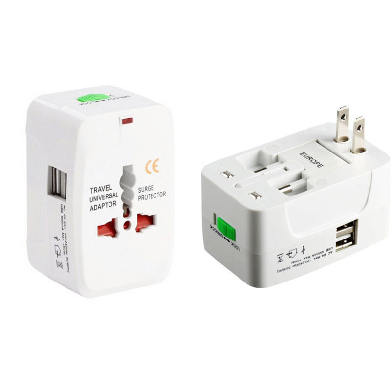 Universeller Reiseadapter – 4 Steckdosen (uk/us/au/eu) – 2 Usb-anschlüsse – Spannung 110v-240v – Lädt Bis Zu 5 Geräte Gleichzeitig