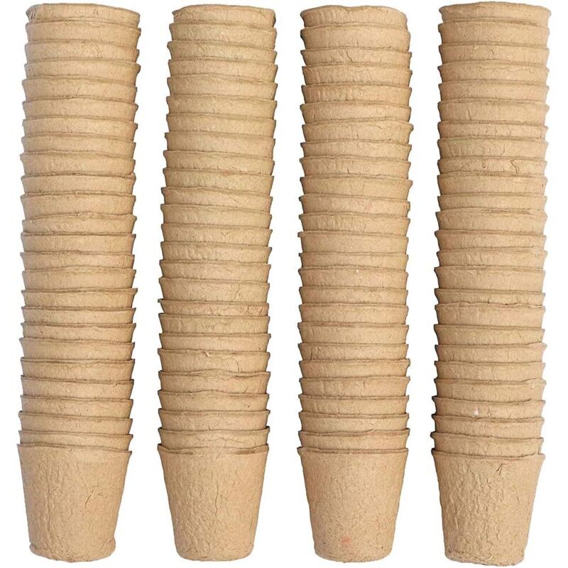 100 Stück Biologisch Abbaubare Anzuchttöpfe, Biologisch Abbaubare Pflanztöpfe, Anzuchttopf, 8 Cm, Rund, Gartenwerkzeuge Für Zu Hause