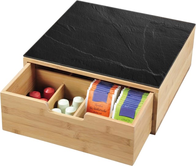KESPER® Teebox, Bambus, Glas, (1-tlg), für Kaffeekapseln oder Teebeutel