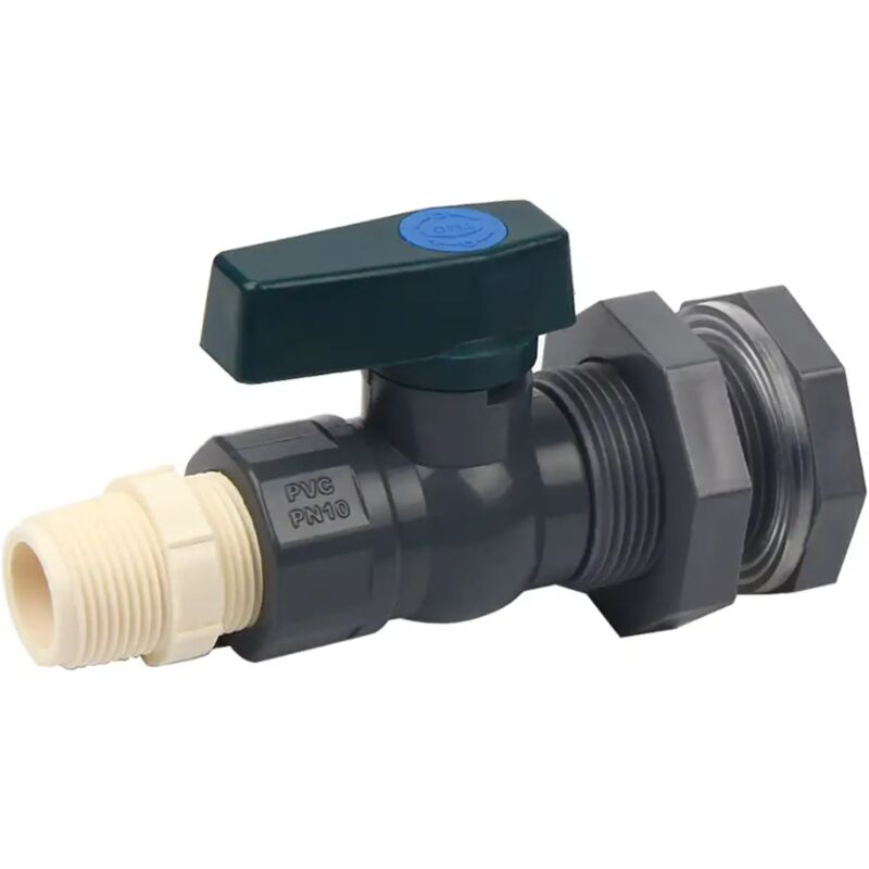 Wasserbehälteranschluss Aus Pvc, Regenfasshahn Aus Pvc 3/4 Zoll Mit Trennwandanschluss Und Schlauchadapter (g 3/4)