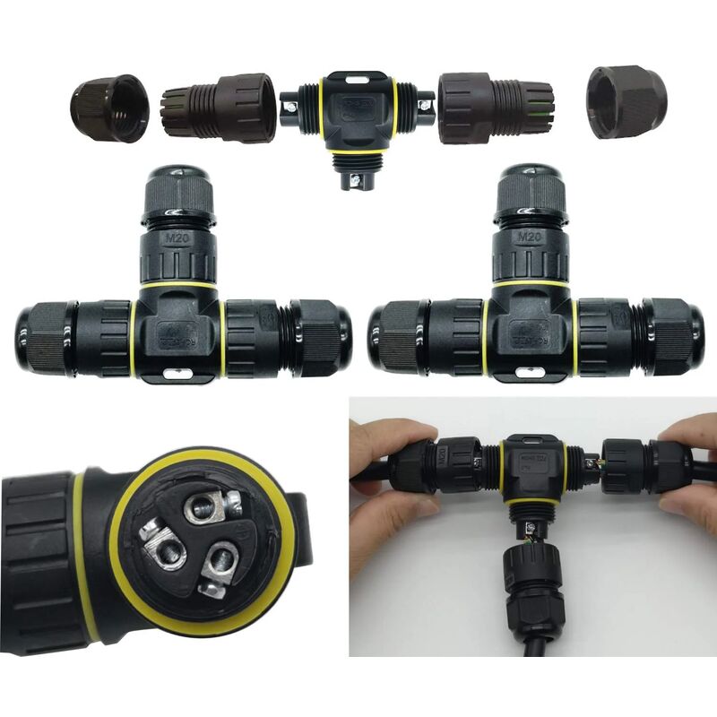 2-teiliger T-steckverbinder, Zinn, Ip68 – Kabel Max. Ø12 Mm – Wetterfest – Für Außen- Und Erdinstallationen