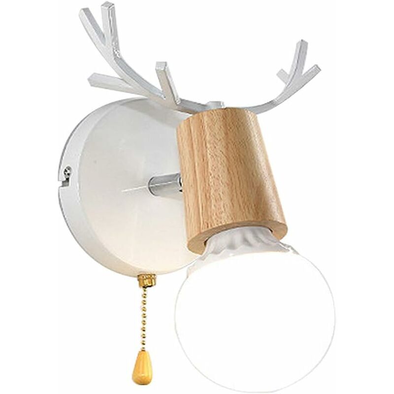 Hölzerne Hirsch-wandleuchte Aus Eiche – E27, Einstellbarer Lichtwinkel – Modernes Nordisches Design Für Schlafzimmer Und Wohnzimmer