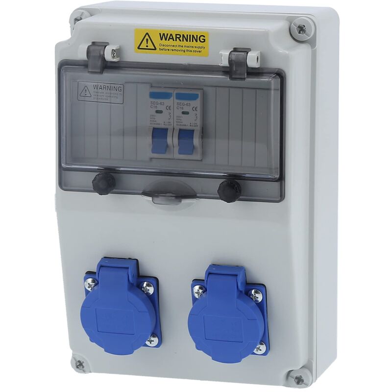 Wandmontierte Stromverteilerdose, 2-wege-elektroverteilerkasten, 16a, 220–250v, Wandverteiler, Außenstromkasten Für Baustellen, 25 X 16 X (220-250v)