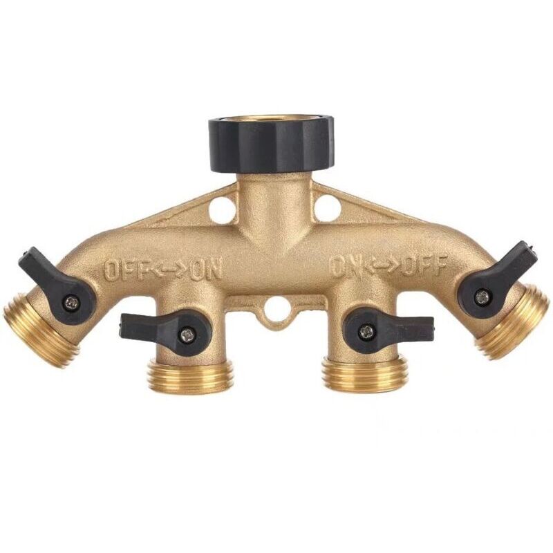 Robuster 2-wege-gartenhahnverteiler Aus Messing, 3/4"-schlauchanschlussadapter Für Die Gartenbewässerung