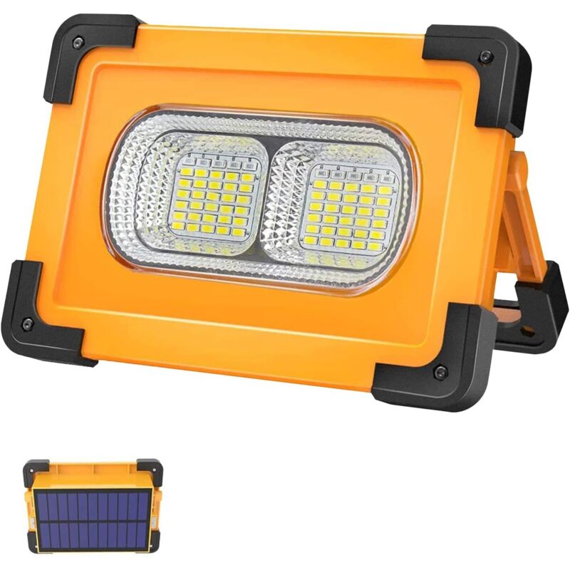 Wiederaufladbare 80-w-led Von Faro, 4 Modi, Superhell, Tragbare Led-arbeitsleuchte Mit Solarpanel, Baustellenleuchte Für Bauwesen, Camping, Angeln, Autoreparatur Und Heimwerken