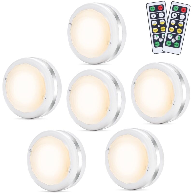 Kabellose Led-wandleuchte Für Schränke – 6 Klebelampen – Warmweißes Licht 3500-4000k – Fernbedienung Mit Timer