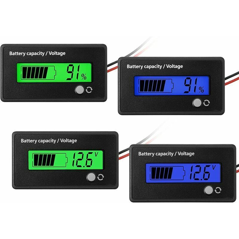 4er-set Dc-batterieanzeigen Für 12 V, 24 V, 36 V, 48 V Mit Alarm, Batteriespannungs- Und Kapazitätsanzeige, Kraftstoffanzeige Für Blei-säure-batterien Und Li-ionen-batterieanzeige (grün Und