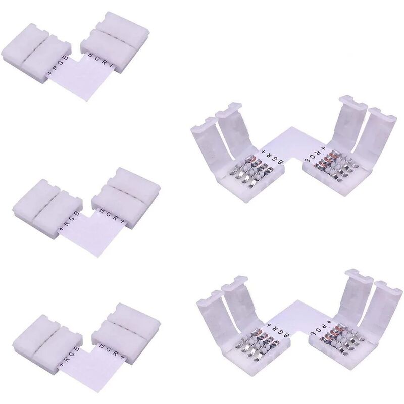 5er-pack L-förmige Schnellverbinder/steckverbinder Für Rgb 5050 Led-streifen, Eckverbinder Für Led-streifen, 4-poliger Rechtwinkel-steckverbinder Für Smd 5050 Led-streifen Mit 10 Mm Breite [energieeff