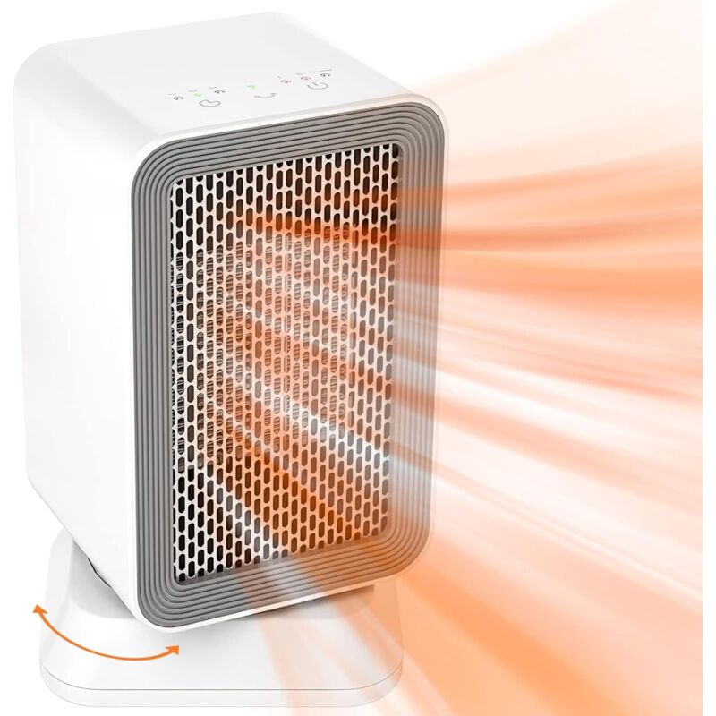 Mini-heizlüfter, 1000 W Keramik-heizlüfter, Ptc-keramik-heizelement, Schnelle Aufheizfunktion In 3 Sekunden, Kipp- Und Überhitzungsschutz.