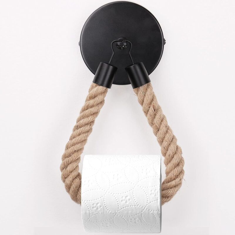 Toilettenpapierhalter, Handtuchhalter Aus Hanfseil Für Bad Und Küche, Toilettenpapierhalter, Halterung Für Papier- Oder Handtuchrollen (schwarz)