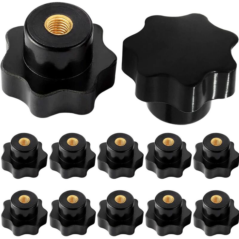 Satz Von 10 Sterngriffen M6 – Kunststoffschrauben Mit Innengewinde In Schwarz – Durchmesser 32 Mm Für Werkzeugmaschinen – Mechanische Anwendung