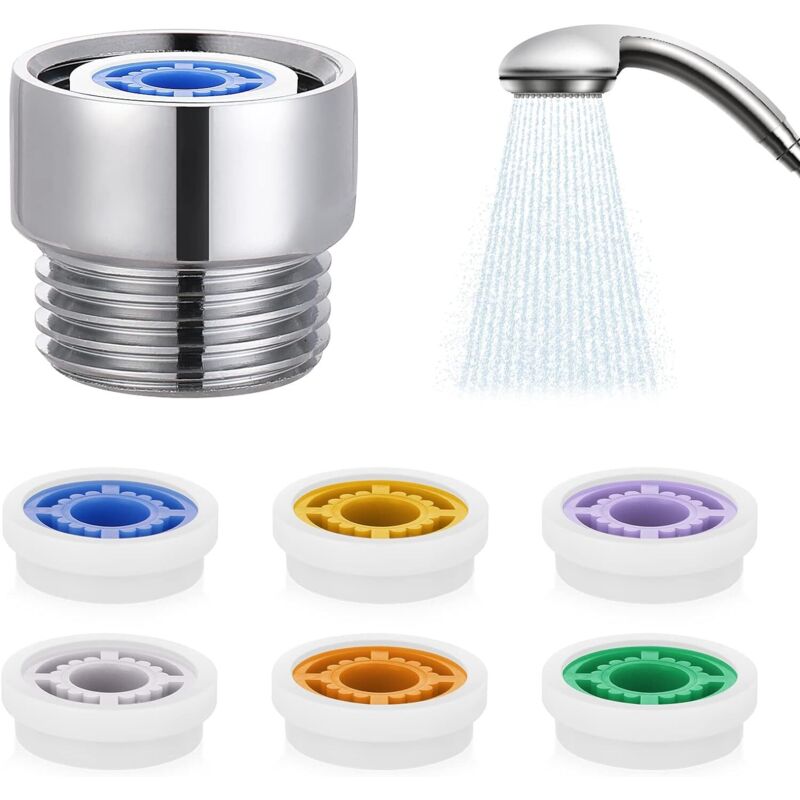 Durchflussregler Für Duschkopf, Einstellbarer Durchflussbegrenzer Für Dusche, Adapter Für Festen Duschkopf Und Handbrause Im Badezimmer, 6 Verschiedene Strahlarten