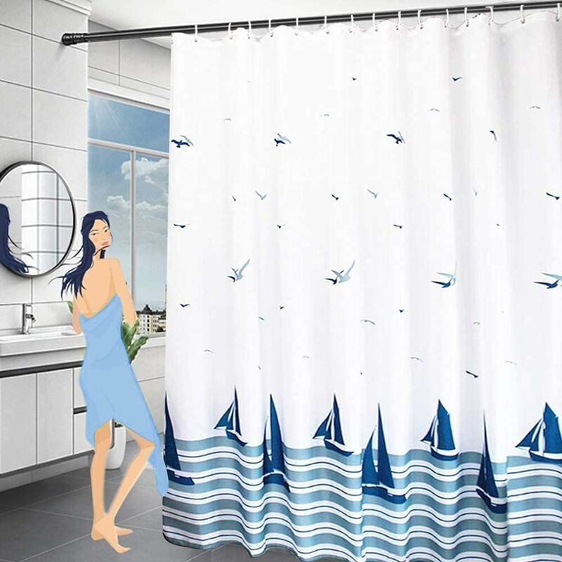 Rideau Da Doccia Wasserdicht 180x200, Aus Polyester In Schwerem, Waschbarem Stoff, Schimmelresistente Duschvorhänge Mit Abs-ringen Für Badewanne Und Badezimmer (b