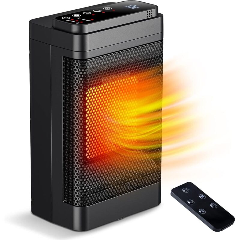 Elektrische Heizung, Mini Keramik-heizlüfter 1500 W Mit Fernbedienung, 70° Oszillation, 24-stunden-timer, Einstellbares Thermostat, 3 Modi Für Büro, Schlafzimmer, Wohnzimmer