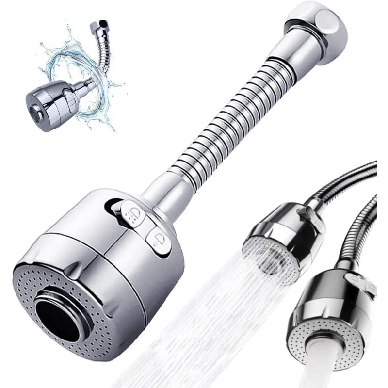 Wasserhahnaufsatz, Küchenarmatur-verlängerung, Wasserhahn-sprühkopf, Sprüharmatur-verlängerung, 360° Drehbare Wasserhahnverlängerung, Schaum- Und Regenmodus, 17 Cm…