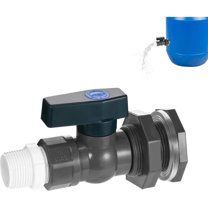 Hahn Für Regenwassernutzungssystem 3/4", Pvc-regenfassventil Mit Wandanschluss Und Schlauchadapter Für Aquarien, Pools Und Gartenfässer (3/4")