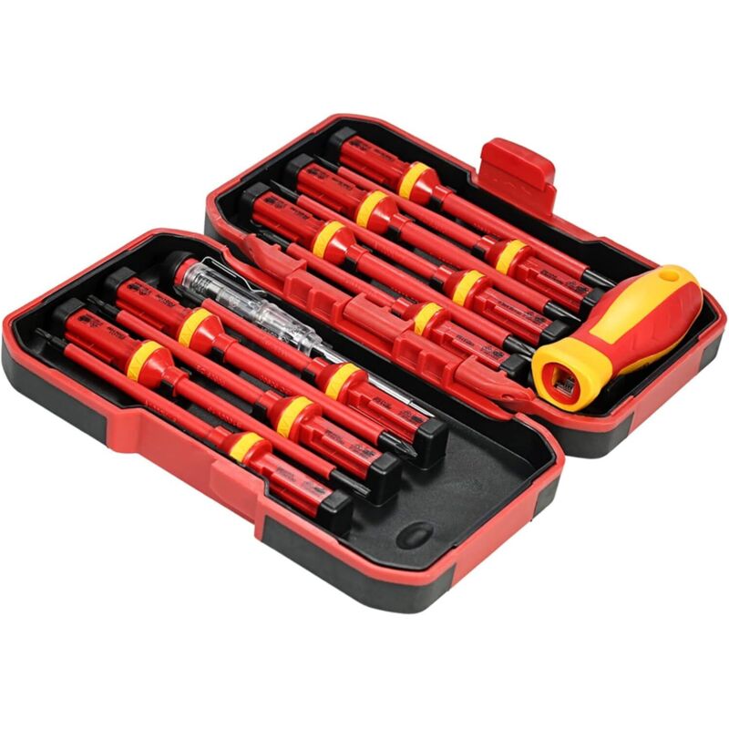 13-teiliges Schraubendreher-set Für Elektriker, 1000 V – Chrom-vanadium-stahl – Magnetische Spitzen – Ergonomischer Griff Für Maximalen Komfort – 13 Teile