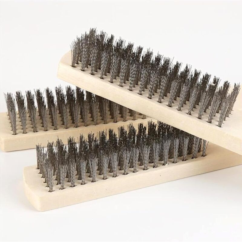6-teiliges Set Metallbürsten – Holzgriff – Borsten Aus Edelstahl Zum Entfernen Von Rost Und Schlacke – Länge 210 Mm