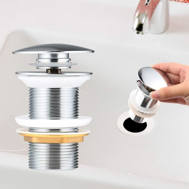 Pop-up-waschbeckenablauf Ohne Überlauf – Verchromtes Messing – Erosions- Und Abriebfest – Standardinstallation 1 ¼ Zoll – Für Gewerbliche Waschbecken