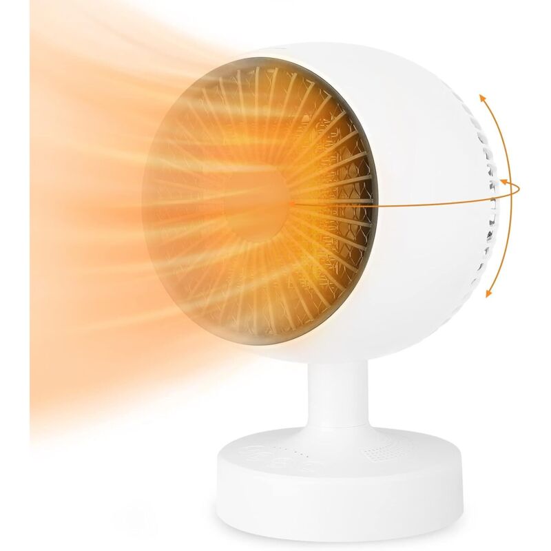 Ptc-heizlüfter, Elektrischer Heizkörper Mit 500 W, Vertikale Einstellung Von 120° + Horizontale Einstellung Von 160°, 3 Heizmodi, Touch-taste, Für Bad/büro
