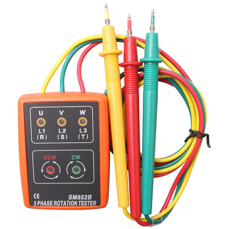Dreiphasen-drehfeldprüfer Ac60v-600v Mit Krokodilklemmen Und Summer-tester Mit Led-anzeige