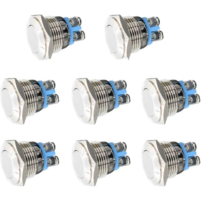 Metall-tastschalter 12v, 8 Stück, 16mm, Für Den Einsatz In Der Schifffahrt, Wasserdicht, Für Autos, Wohnmobile, Lastwagen, Boote