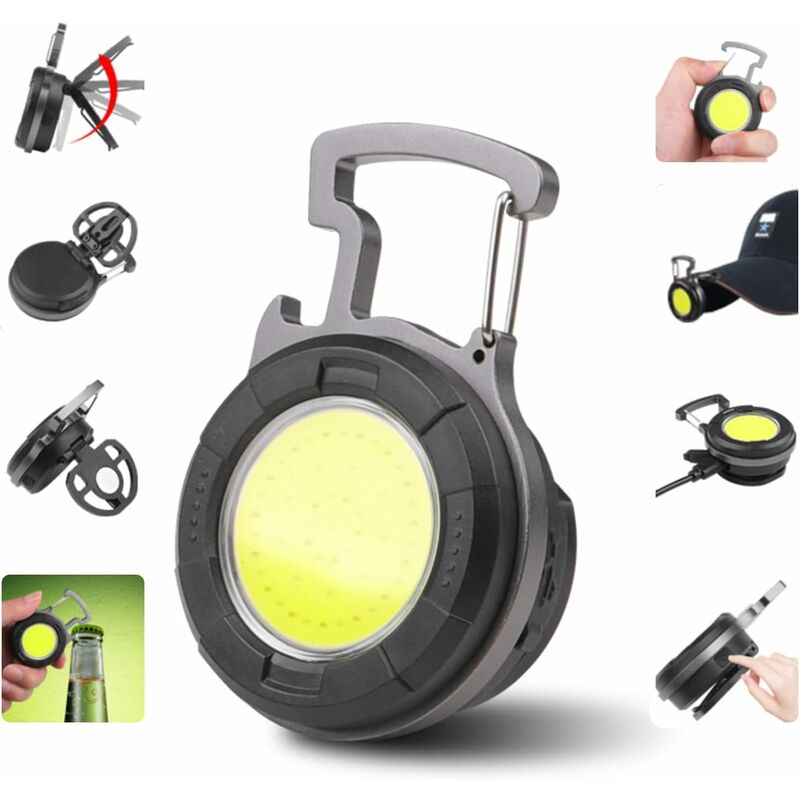 Mini-led-taschenlampe Cob Tragbare Arbeitsleuchte Kleine Schlüsselanhänger-lampen Wasserdichte Led-taschenlampe Wiederaufladbar Flaschenöffner Für Camping Notfallbeleuchtung Werkstatt