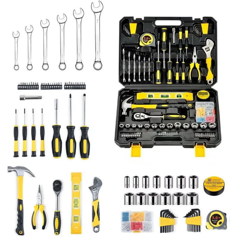 Vollständiges Werkzeugset Mit 108 Teilen – Stahlwerkzeugkasten – Abmessungen 400x310x90mm – Ideal Für Autoreparaturen Und Werkstatt