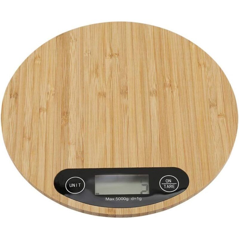 Digitale Küchenwaage Aus Bambus, 5 Kg/1 G, Hochpräzise Lebensmittelwaage