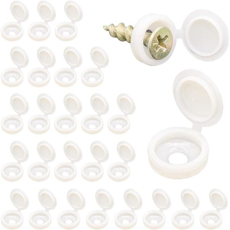 100er Pack Kunststoff-schraubenabdeckungen, 1,35 Cm, Dekorative Clip-abdeckungen Für M4-schrauben, Weiß