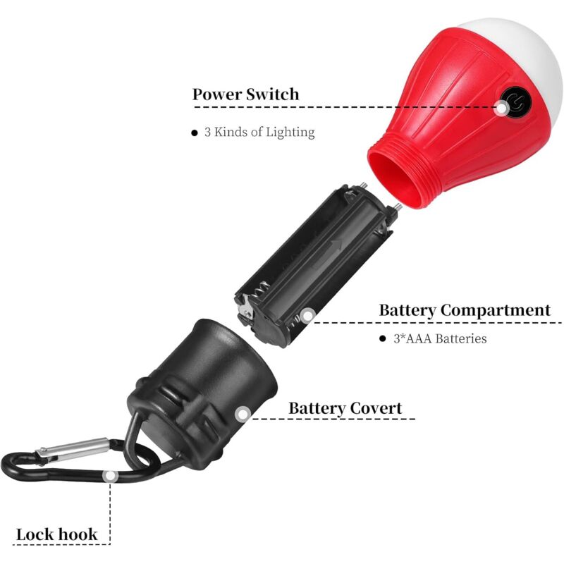 Campinglampe, 4x Led-campinglaternen, Batteriebetrieben, Tragbare Campinglampe, Wasserdicht, Notlicht Für Camping [energieeffizienzklasse A++] Npterbl