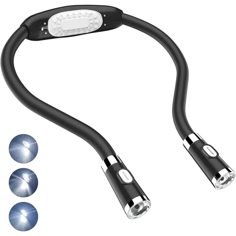 Flexibles Led-leselicht Für Den Hals, 4 Weiße Leds, 3 Helligkeitsstufen, Betrieben Mit Aaa-batterien, Länge 60 Cm