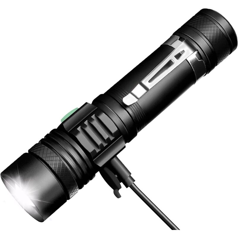 Wiederaufladbare Led-taschenlampe Mit Usb, Tragbare Leistungsstarke 600lm Wasserdichte Zoomfähige Taschenlampe, 4 Einstellbare Helligkeitsmodi Für Zuhause, Camping, Wandern, Notfälle (batterie Enthalt