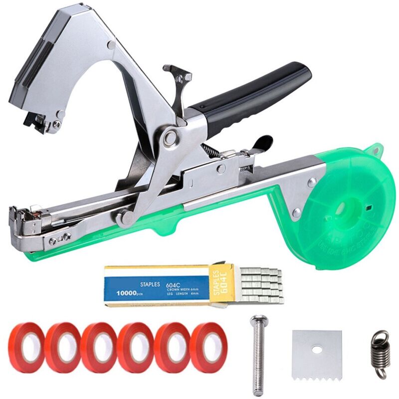 Pflanzbindemaschine, Gartengerät Für Klebeband - Gartengerät Für Klebeband Mit Bändern, S-haken Und Ersatzklingen, Pflanzbindemaschine