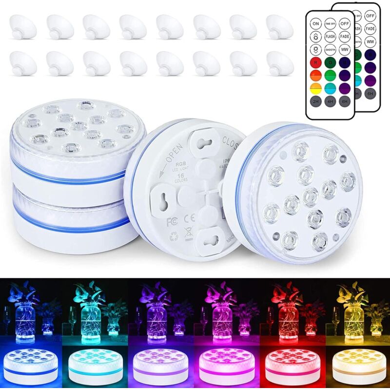 Neues Produkt: Led-unterwasserlicht Mit Fernbedienung/13 Lichtern, Großer Saugnapf, Poolbeleuchtung, Leuchtdauer 30-50 Stunden, Wasserdicht Ip68