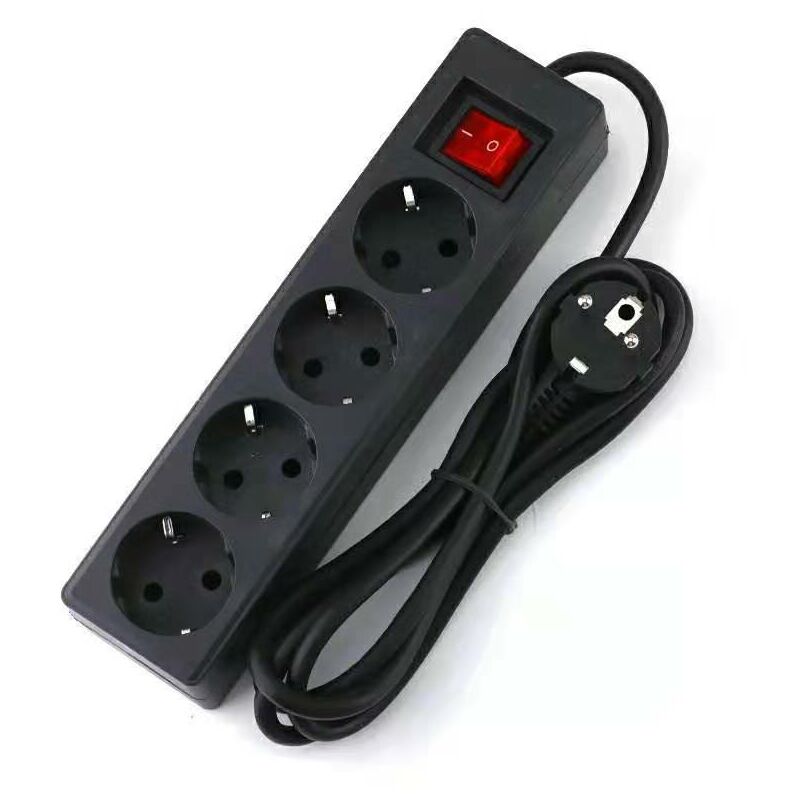 Multiprise 4 Steckdosen 16a 2p Mit Schalter – Verlängerungskabel 3m 250v – Reines Kupfer – Pvc – 1800w – Für Enge Räume