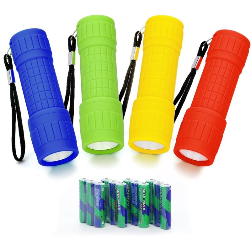Mini-taschenlampen-set, 4 Rutschfeste Taschenlampen Für Kinder Und Erwachsene (ohne Batterien)