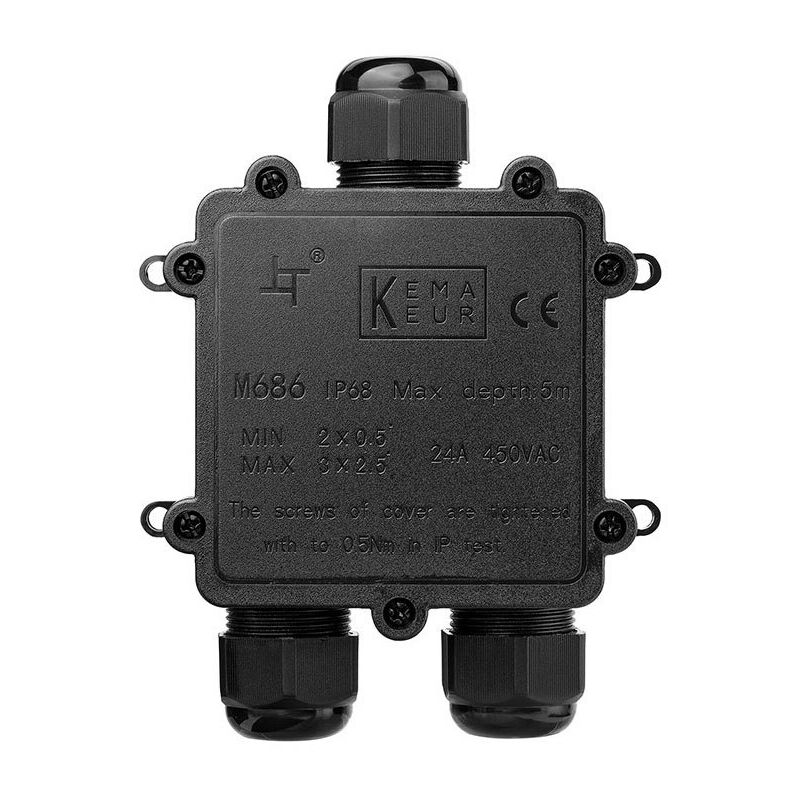 Wasserdichte Abzweigdose Ip68 – 1 Eingang 2 Ausgänge – Koaxialkabel Von 5 Bis 14 Mm – Horizontale Und Vertikale Installation