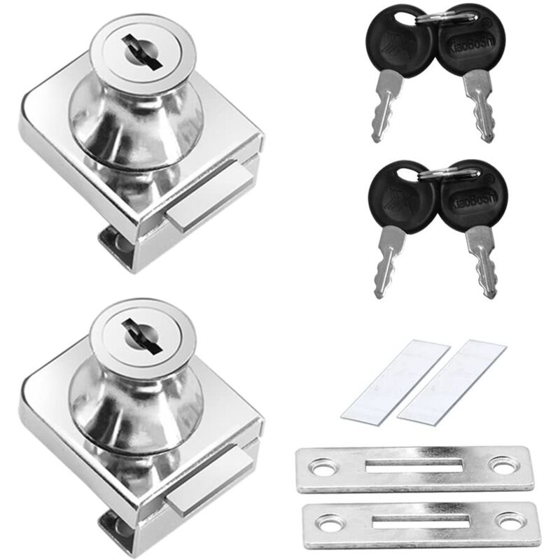 Schlösser Für Glastüren Aus Zinklegierung, Rostfreie Schränkschlösser, Für 5-12 Mm Glastüren, Kein Bohren Erforderlich, Mit 4 Schlüsseln Npterbl
