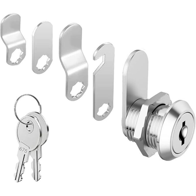 Serratura Di Sicurezza Con Camma Per Armadietto Da 16 Mm Per Cassetta Della Posta/degli Attrezzi, Armadietto, Schedario Con 5 Diverse Piastre Di Chiusura E 2 Chiavi