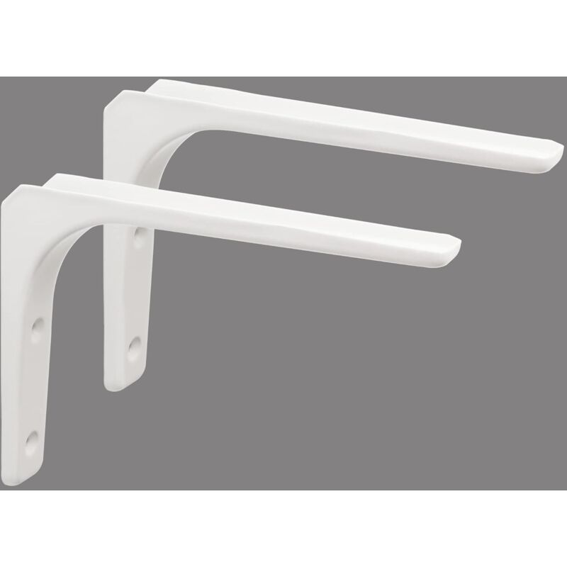 Regalhalter, Winkelhalter, Wandregalhalter, 200 Mm X 150 Mm, Oberfläche Weiß Glänzend Metall, 2 Stück