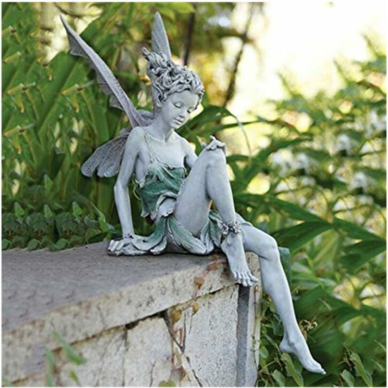 Sitzende Feenstatue Aus Harz – Maße 18x5x15 Cm – Gartendekoration Für Hof Und Landschaftsgestaltung – Originelles Geschenk