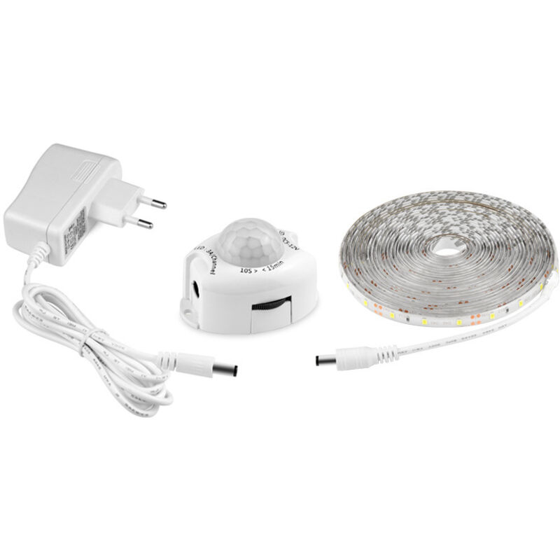 Wasserdichter Led-streifen Ip65 5m Mit Bewegungssensor – 12v Stromversorgung – Warmweißes Licht Für Schlafzimmer Und Küchen – Einfache Installation