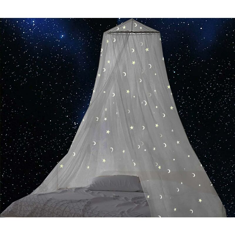 Moskitonetz Für Doppelbett, Baldachin Mit Leuchtenden Sternen Und Mond, Leuchtet Im Dunkeln, Betthimmel, Insektenschutz Für Babys, Kinderbett, Schlafzimmer