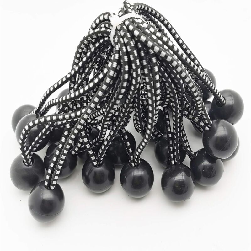 25 Professionelle Gummispanner Mit Kugel (schwarz, 140 Mm) Für Vorhänge, Planen Und Poster. Spanner Für Planen, Elastischer Riemen, Planenhalter, Gummi Für Planen, Gummispanner.